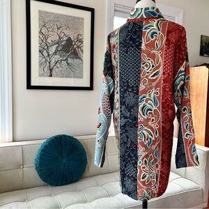 Citron Multicolor Patchwork Button-Down Shirt - Teal, Navy, Rust